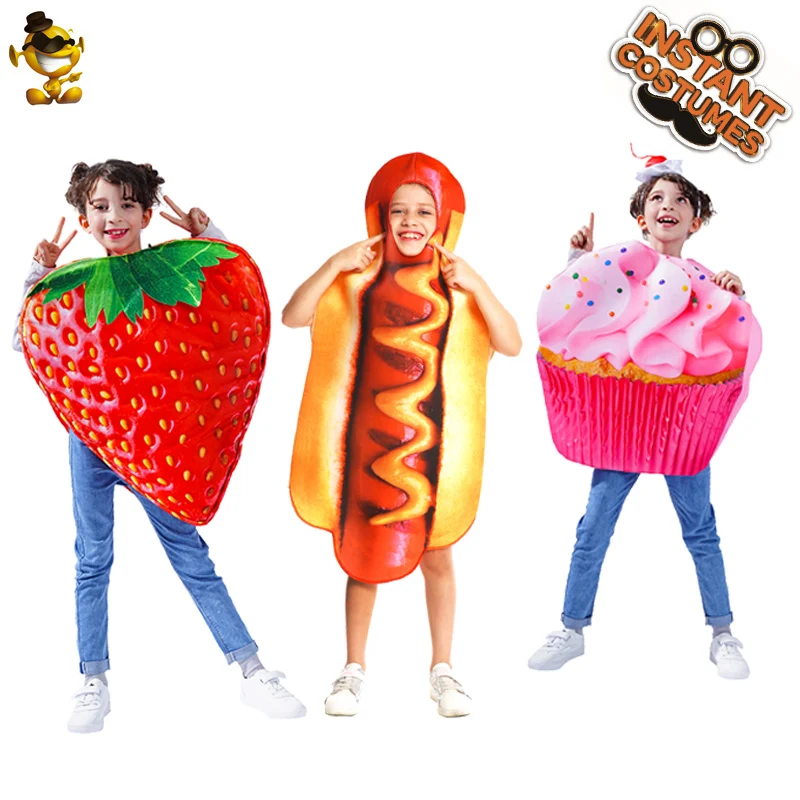 Hot Dog Costumes For Kids Cosplay Child Halloween Role Play Ice Cream Jumpsuit Fancy Dress Girl