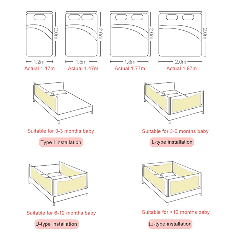  Baby Bed Fence Safety Gate Babe Barrier For Beds Crib Rails Security Fencing Baby Playpen Activity 