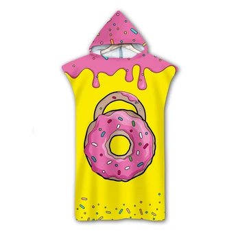 

3D Digital Printing Dessert donut Hooded Towel Wearable Bath Towel For Adults Flamingo Travel Microfiber Beach Towels Style-1