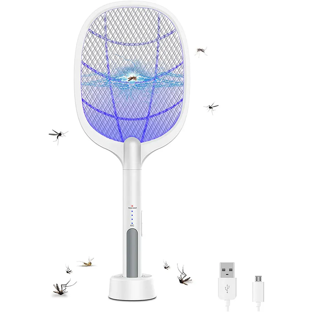 Handheld Led Electric Mosquito Fly Swatter Zapper Killer Bug Insect Racket & USB 