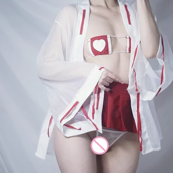 

Giapponese Witch Uniforme Bikini Set Sexy Lingerie Rosso Infermiera Strega Cosplay Delle Donne Di Fantasia Infermiera Costume