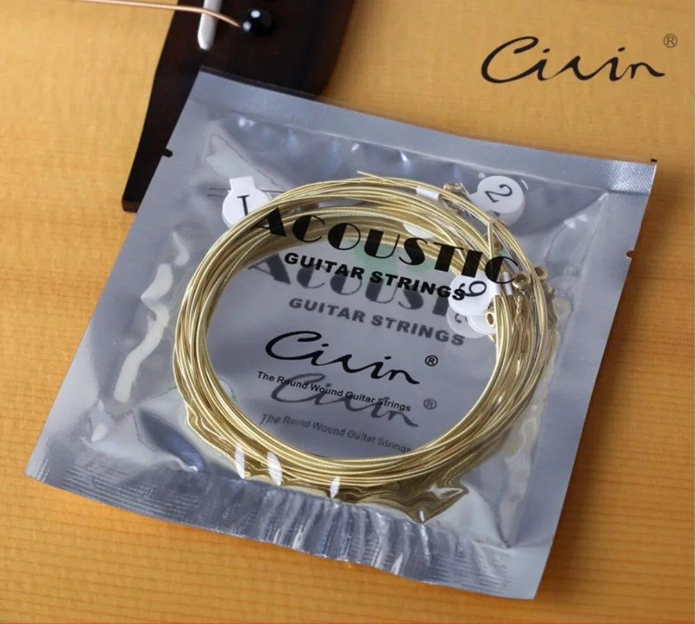 

Free Shipping Hot 1 Set 6 pcs Practice Nickel Plated Steel Guitar String Acoustic Guitar with Original Retail Bag