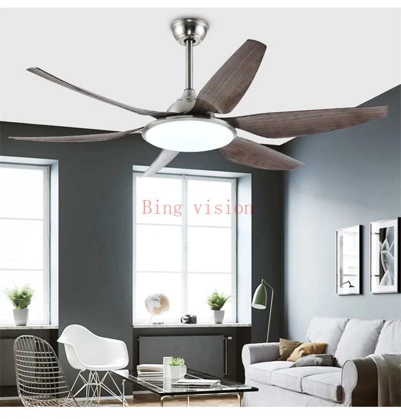 60 inch Nordic large country industrial wind ceiling fan DC LED light American retro remote restaurant living room ceiling fans