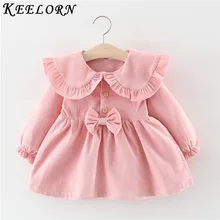 Keelorn/ г. Зимнее платье с длинными рукавами для маленьких девочек платье на крестины, день рождения, От 0 до 2 лет для новорожденных детская повседневная одежда