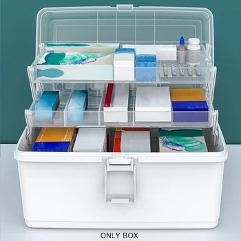 

Lockable Design Travel With Handle Home Dustproof First Aid Storage Box Camping Portable Large Capacity Multi Layer Emergency