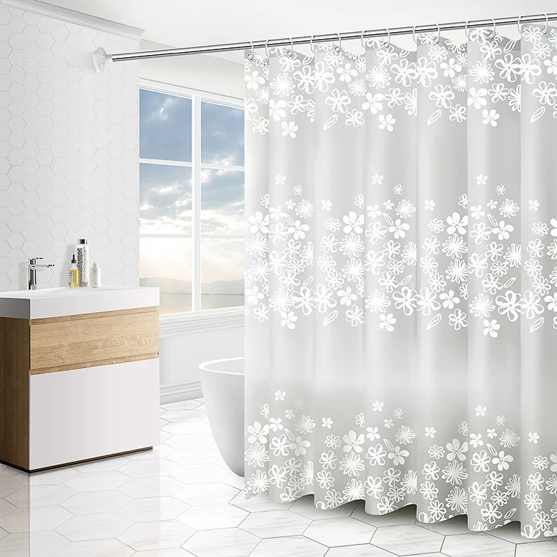 Shower Curtains Bathroom Shower Curtain Waterproof Modern Plaid Pebble Printed Bathing Partition Curtain with Hooks