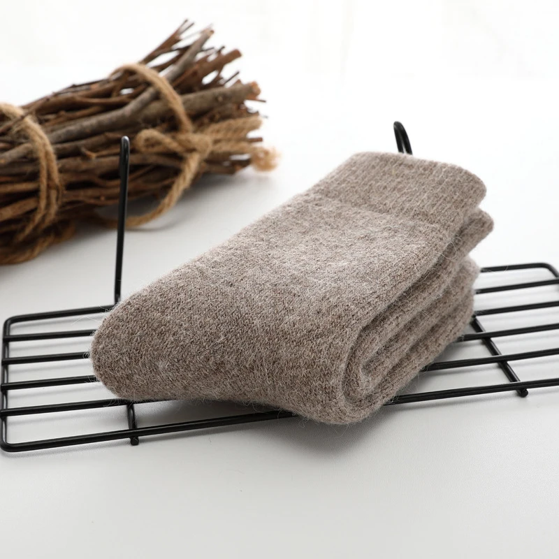 Super Thicker Solid Socks Merino Wool Rabbit Socks Against Cold Snow Winter Funny Happy Female Women For women hiking socks