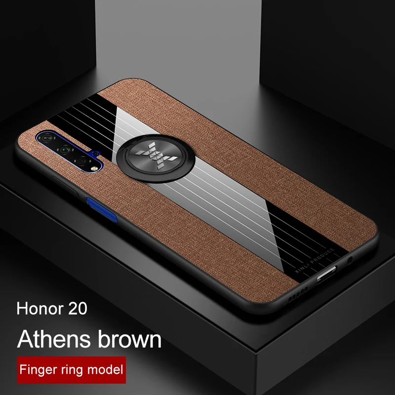 Чехол для Huawei Honor 20 Pro с магнитным кольцом и цветной прострочкой Жесткий Мягкий