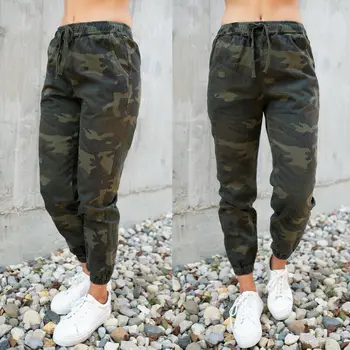 

2019 fashion casual military army camouflage pants women high waist loose pants camouflage pants street sweatpants jogger