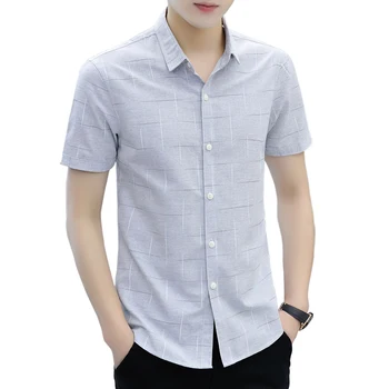 

2020 short sleeves Shirt New Fashion Hot Summer Casual Men's Plaid Casual Button Down Men's Summershort sleeves Business Shirt