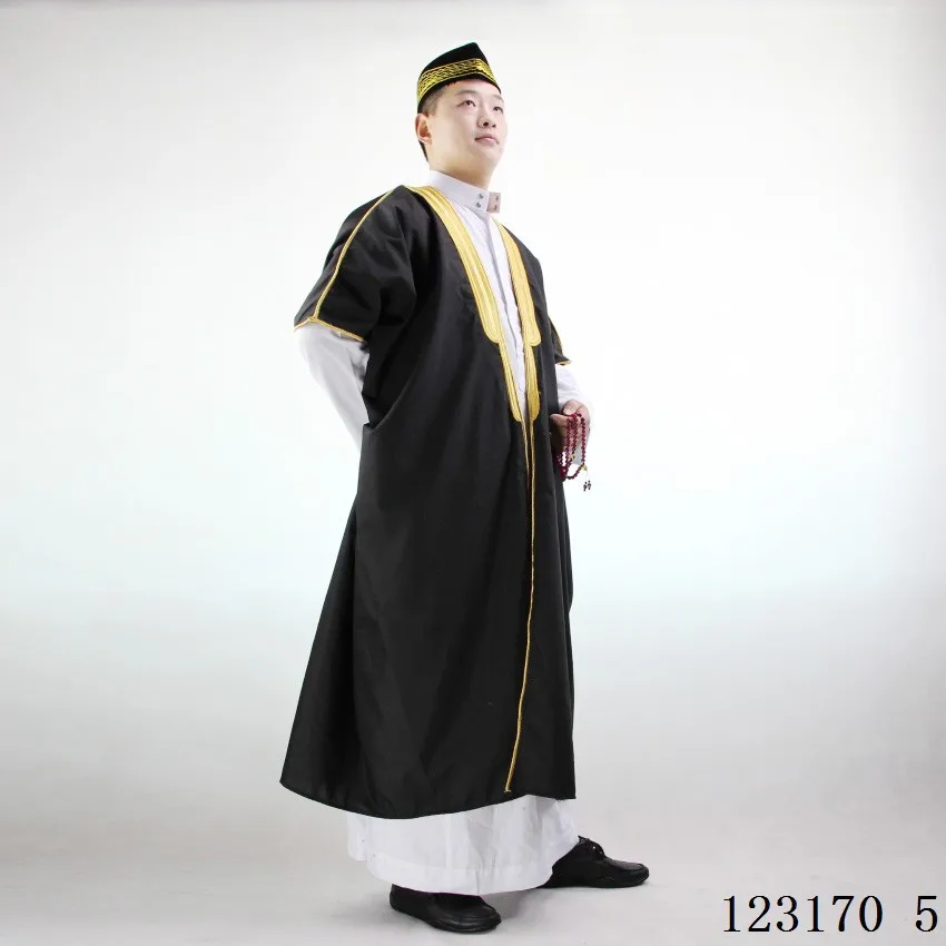 Мужская одежда jubba thobe abaya мусульманская традиционная исламская одежда Саудовская Аравия Homme Пальто платье Дубай Кафтан платье Национальный костюм - Цвет: Черный