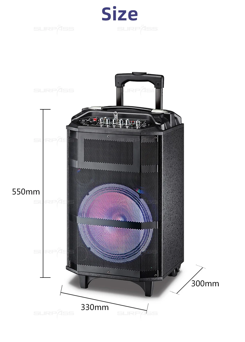 Outdoor or Home Karaoke Bass Treble Bluetooth Microphone Speaker 10'' Portable Battery Loudspeaker with FM Radio LED Light USB Outdoor or Home Karaoke Bass Treble Bluetooth Microphone Speaker 10'' Portable Battery Loudspeaker with FM Radio LED Light USB