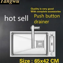 Бытовая Роскошная мини индивидуальность кухня ручная раковина одинарная мойка блюдо 304 нержавеющая сталь Горячая 65x42 см