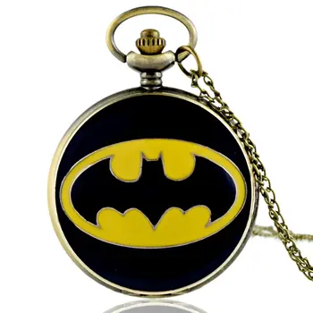 

New Arrivals Batman Quartz Pocket Watch Vintage Bronze Women Man Necklace Pendant with Chain Clock Gift