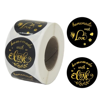 

500pcs Handmade with Love Stickers 1.5 Inch Bronzing Seal Label for Gift Baking Package Envelope Stationery Sticker