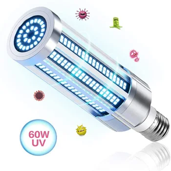 

60W UV Germicidal Lamp UV Sanitizer For Home Clean Air Kill Mites Remote Control Disinfection Lamp Light 99% E27 LED UVC Light