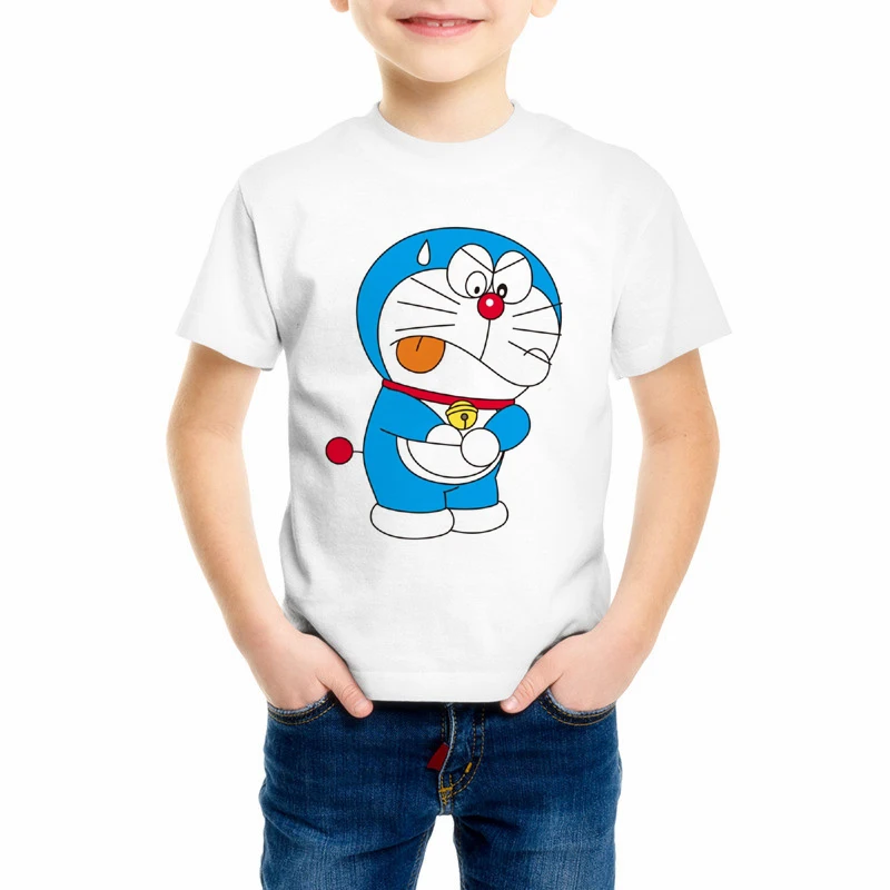 Футболка в японском стиле Харадзюку Детская футболка с рисунком дораэмона г. Летние футболки с короткими рукавами и круглым вырезом для мальчиков и девочек, C10-6