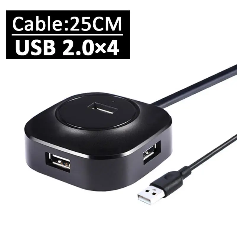 Мини usb-хаб 3,0 Мульти USB 3,0 концентратор USB разветвитель 4 порта концентратор с устройство для чтения карт SD TF 4 порта 2,0 Hab адаптер для ПК Аксессуары - Цвет: USB2.0x4 25cm