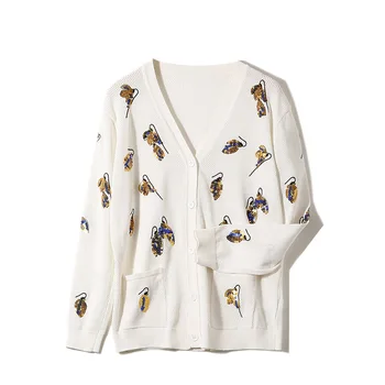 

Hchenli Brand 2020 Women Sequins Sweater Cardigan