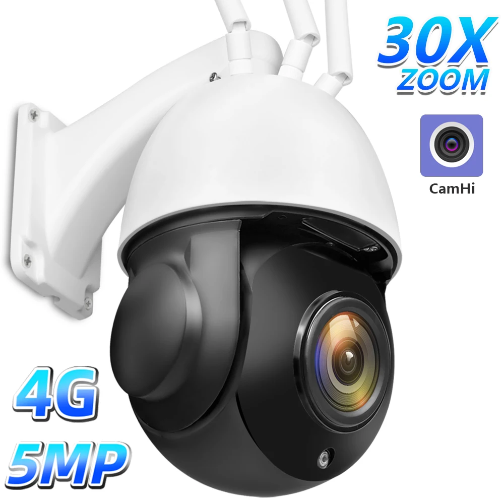 IP Camera With 4G SIM Card 5MP Outdoor PTZ WiFi CCTV 30x Zoom Speed Dome 4.5inch 3516EV300 Sony IMX335 Camhi App | Безопасность и