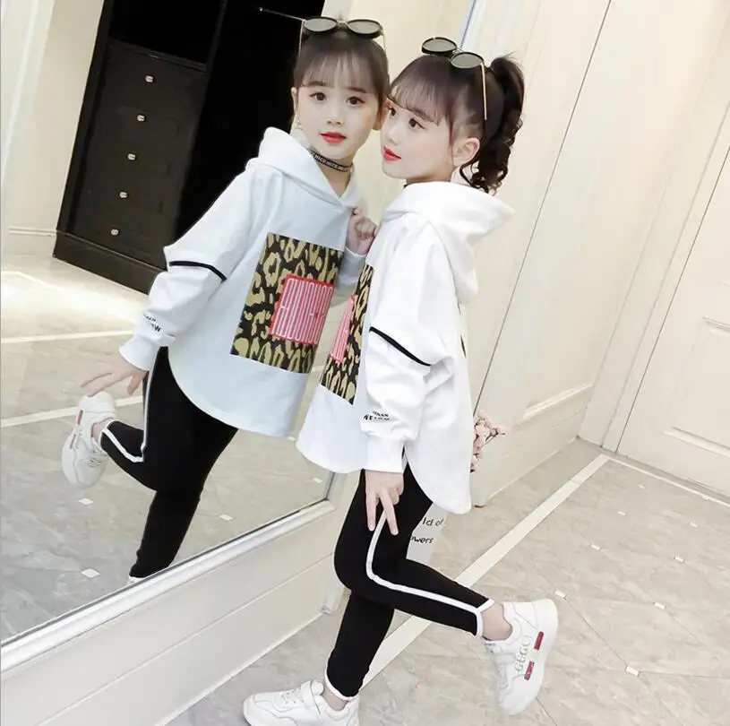 

Girl Clothes Outfit Tracksuit 2019 Fall Cotton Letter Long Sleeve Tops And Stripe Pants 2 Pcs Sets Casual Sport Suit 10 12 Year