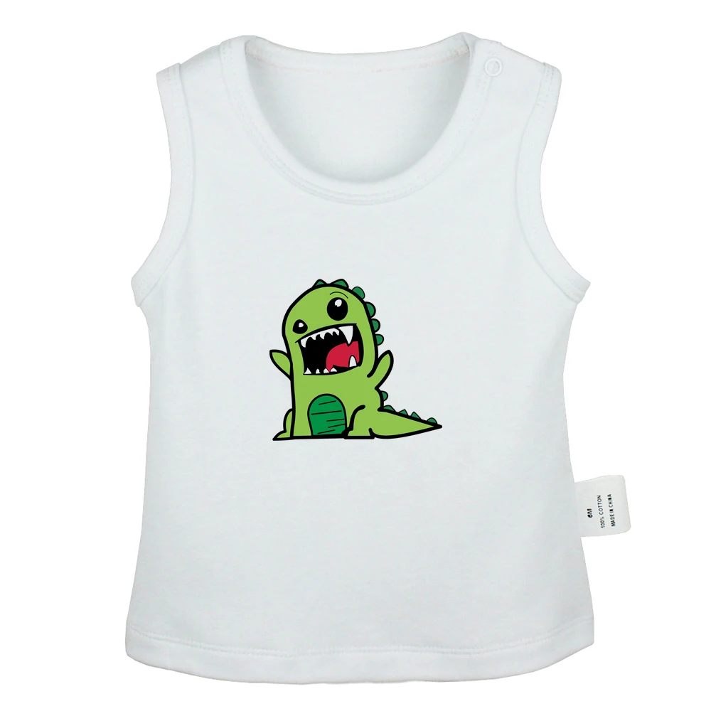 Cute Cartoon T-Rex Dinosaur Fashion Popular SAINT TSM Newborn Baby Tank Tops Toddler Vest Sleeveless Infant Cotton Clothes |
