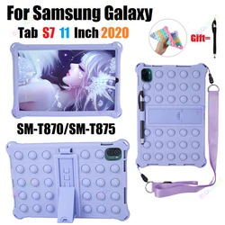 Fidget caso de brinquedo para samsung tab s7 11 polegada 2020 tablet pop sua bolha impulso sensorial ansiedade alívio caso macio para SM T870/t875/t878