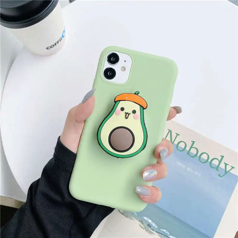 Cute Avocado Cartoon Stand Phone Cases For Xiaomi Redmi 9A 9C 9 Pro Note 9s 8 8T 8A 7 7A 6A 5A 4X 5 Plus K20 Bracket Set Cover xiaomi leather case design Cases For Xiaomi