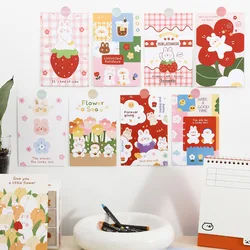 Ins Cartoon Cute Rabbit Flower Decoratiove Card Colorful Postcard Bookmarks Mini Poster Kawaii Background Wall Sticker 15 Sheets