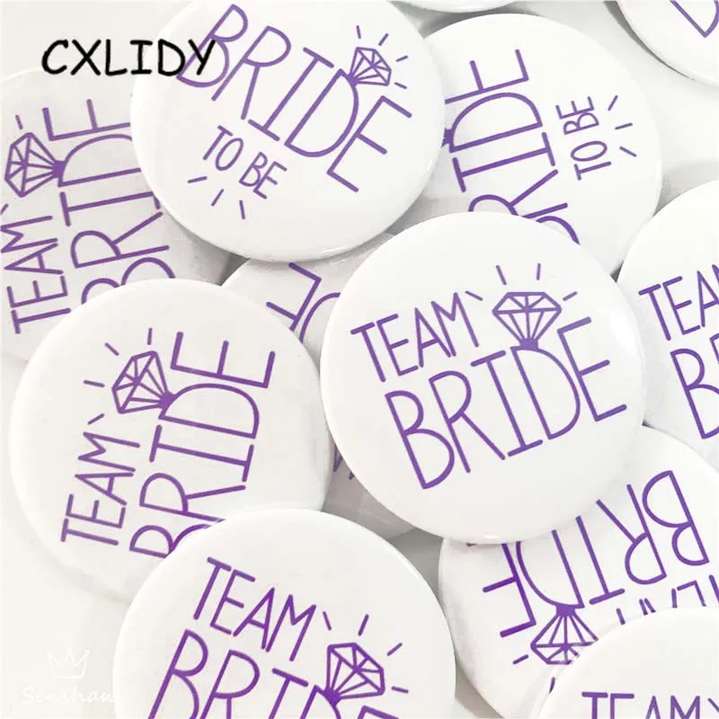 Purple word white Bottom Hen Party Supplies Purple Team Bride Badge Bride Badge Hen Party Decoration Wedding Badge (7)