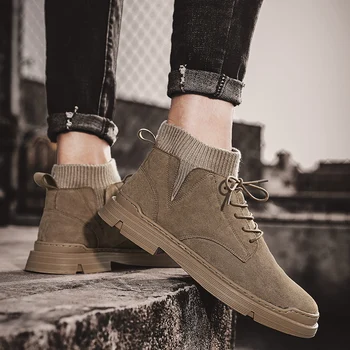 

high goth for Winter rubber Mens winter ANKLE men summer boty heel leather botas coturno chelsea shoes work vintage BOOTS suede
