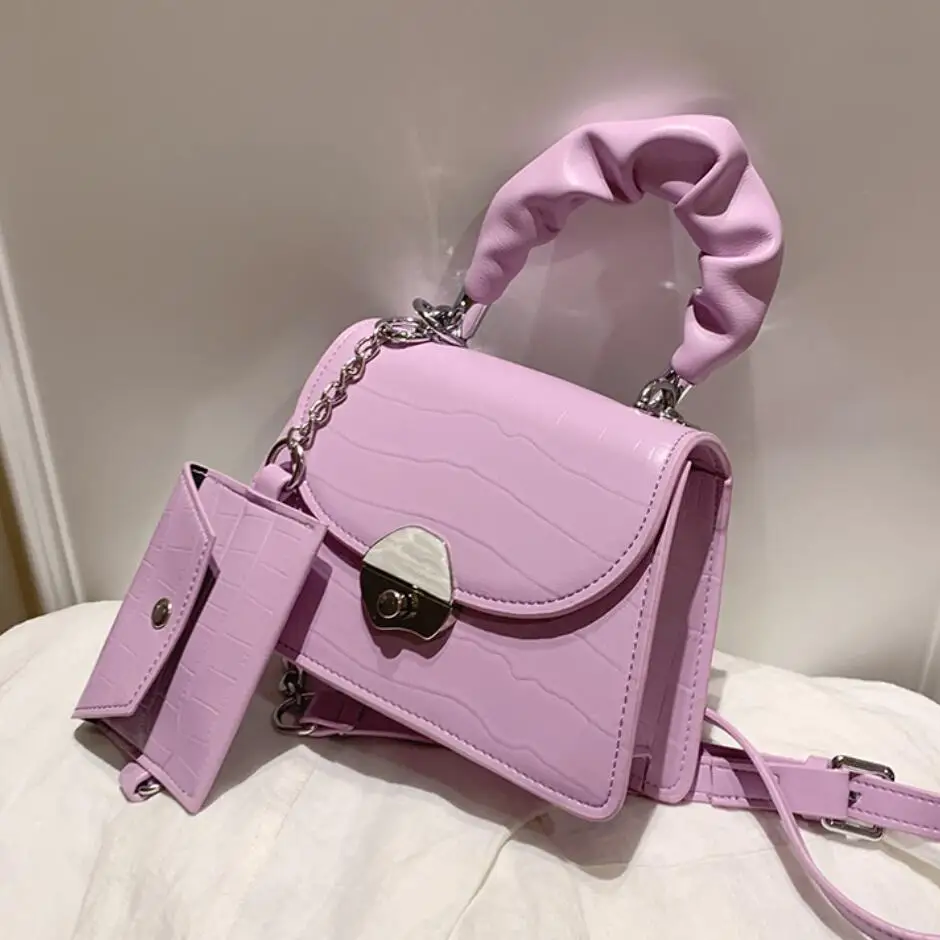 

Crocodile Pattern Square Tote Bag 2020 New High-Quality PU Leather Women's Designer Handbag Chain Shoulder Messenger Bag Purses