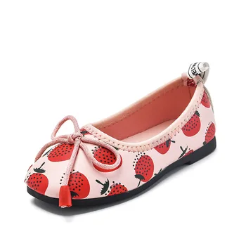 

Creative Design Girls Shoes Cartoon Cute Fruit Prints Pineapple Straberry Kids Loafers Children Soft Casual Shoes Slip-on Knot