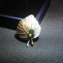 Высокое качество, настоящий синий янтарь, Броши со стилизованными листьями, брошь из стерлингового серебра, подарки для женщин, роза, Золотая булавка-брошь, Геометрическая брошь, индийские ювелирные изделия