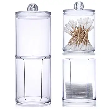 

Hot New Dual Layer Multipurpose Cotton Swabs Organizer Cotton Pads Holder Wholesale Cheap Clear Acrylic Cosmetic Storage Box