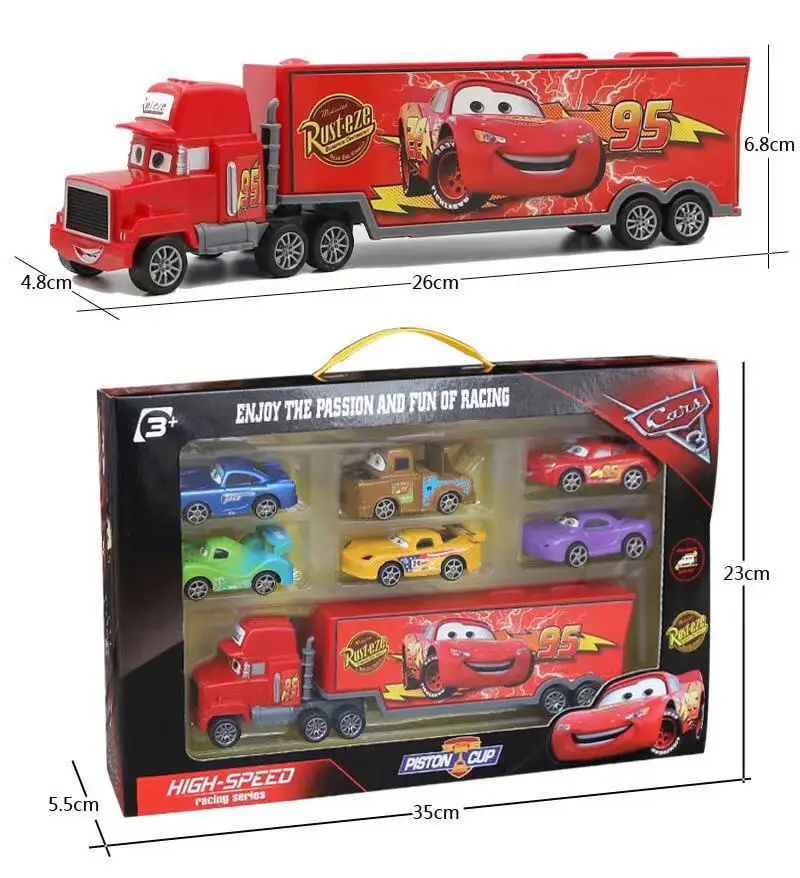 7 шт. disney Pixar Cars 3 Lightning McQueen Jackson Storm Cruz Mack Uncle Truck 1:55 литая модель автомобиля для детей Рождественский подарок