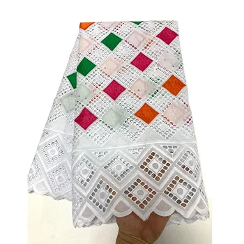 

RANO New hot diamond embroidery cloth computer embroidery african cotton lace fabric swiss voile lace