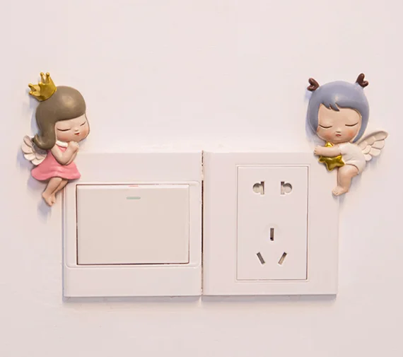 Luxury decoration shade light off creative cartoon cute four choice socket protective cover wall switch stickers J06