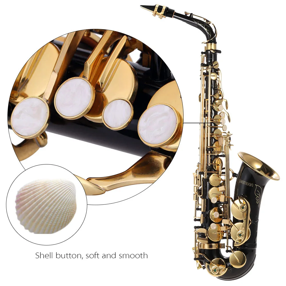 SAX Eb Alto Saxophone Brass Lacquered Gold E Flat Sax 82Z Key & Cleaning Brush Cloth Gloves Strap Padded Case Wind instrument saxophone musical instrument