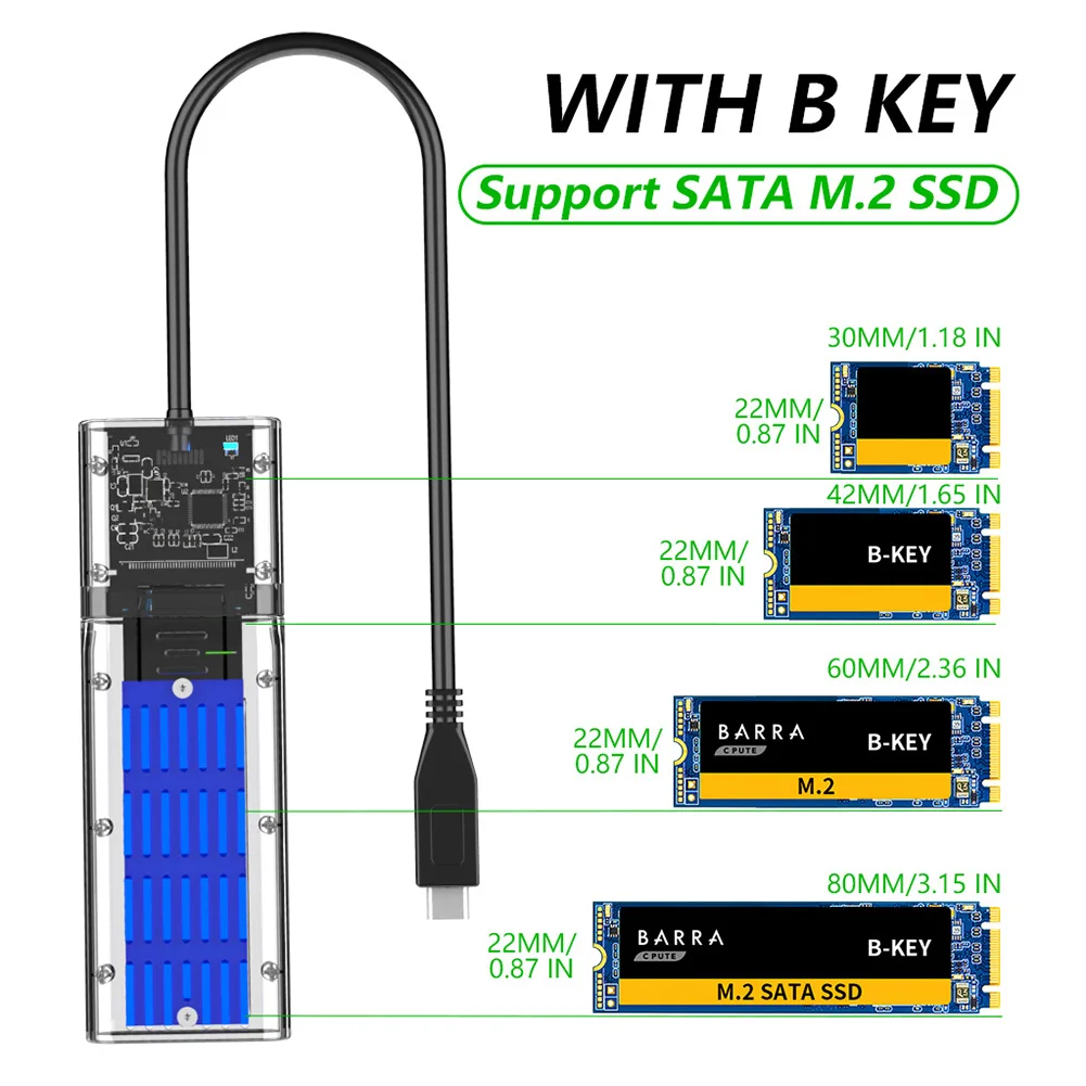 external hard drive enclosure M2 SSD Box M.2 To Type-C SSD Adapter for PCIE NGFF SATA M/B Key SSD Disk Box SSD External Enclosure Adapter laptop hard disk case