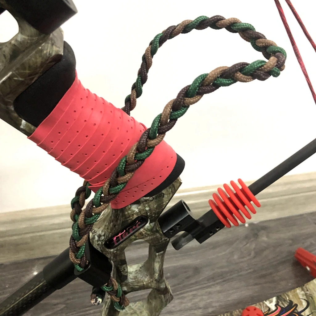 Adjusted Hunting Shooting Archery Compound Bow Braided Wrist Sling Strap Rope Camo Hunting Accessories Tool