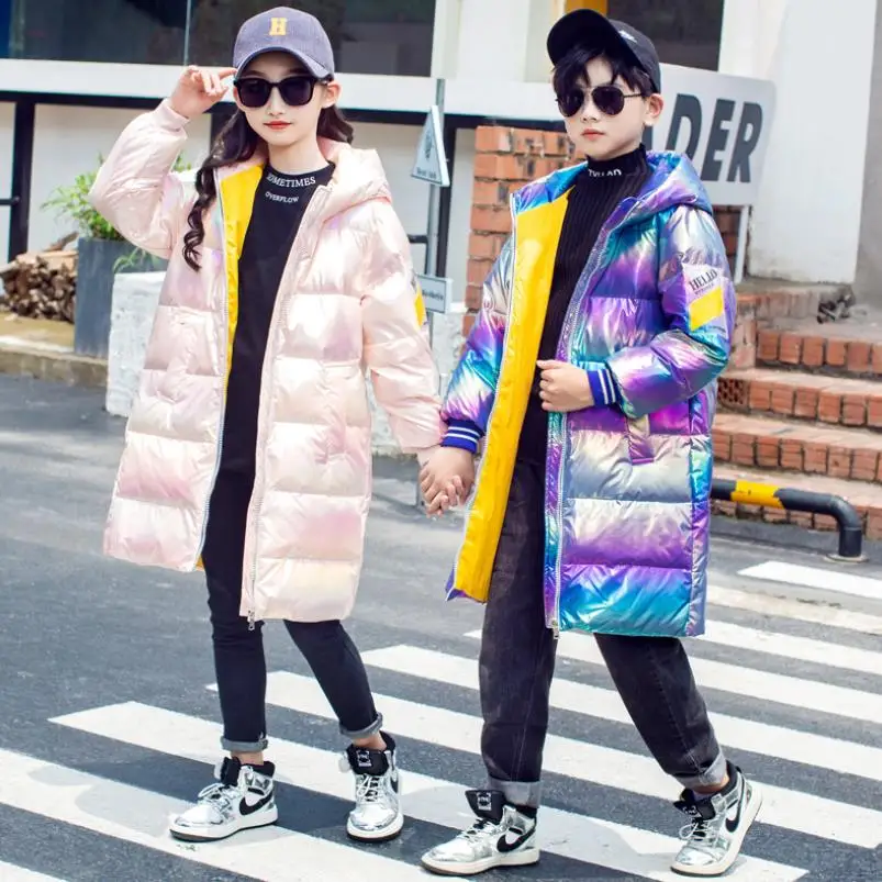 

Girls winter coat child Long section down jacket for girls snowsuit korean kid clothes outerwear coats baby boy Hooded jackets