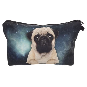 

Trend Women Cosmetic Bag Zipper Neceser Portable Makeup Bag Case Print Galaxy Pug Organizer Bolsa feminina Travel Toiletry Bag