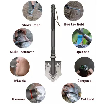 Folding Shovel Tactical Shovel Multi tool Camping Accessories Hiking Car equipment Army tools 2