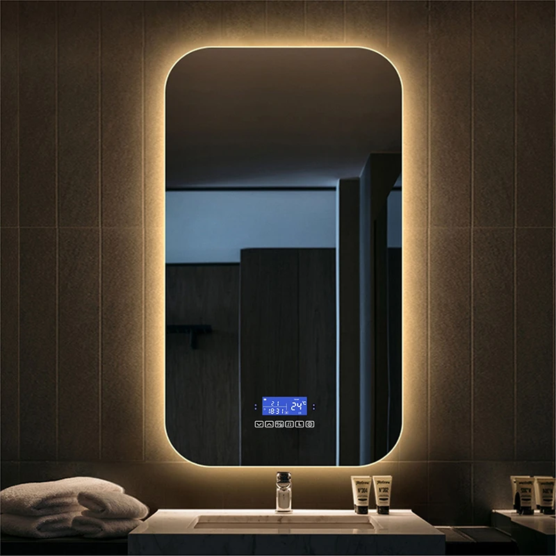tela Carnicero Horror Espejo de maquillaje con luz LED para baño, tocador de baño con pantalla  táctil inteligente, función de inducción del cuerpo humano antivaho,  Bluetooth|Espejos de baño| - AliExpress
