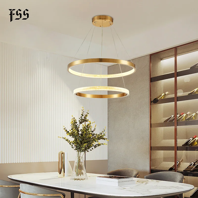 Современная Круглая Люстра FSS золотые светильники с геометрическим дизайном