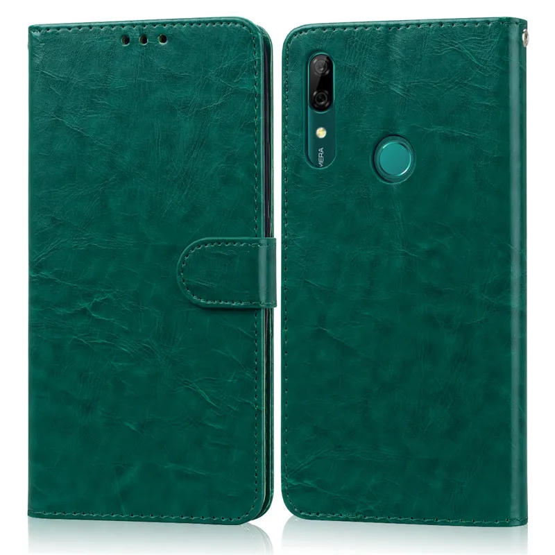 Для huawei P Smart Z чехол Роскошный кожаный чехол-бумажник с откидной крышкой чехол для телефона для huawei P SMART Z чехол для телефона Coque Fundas - Цвет: Dark Green