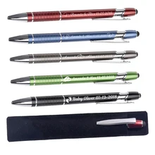 50 шт., персонализированные металлические шариковые ручки с гравировкой, лазерная резка, свадебный подарок, бизнес-логотип, подарок для детского душа на заказ