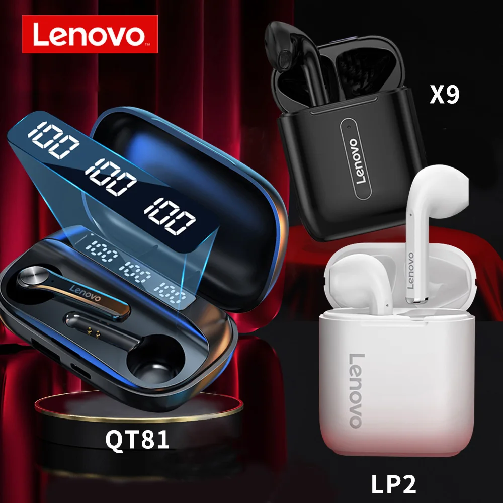 Lenovo QT81 X9 LP2 TWS True Wireless Bluetooth 5 0 наушники с сенсорным управлением стерео HD говорящая