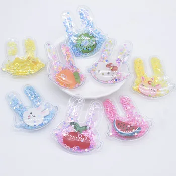 

Randomly 10Pcs 45*50mm Transparent PVC Rabbit Filling Shakers Clay Appliques for DIY Headwear Hair Clips Decor Accessories C27